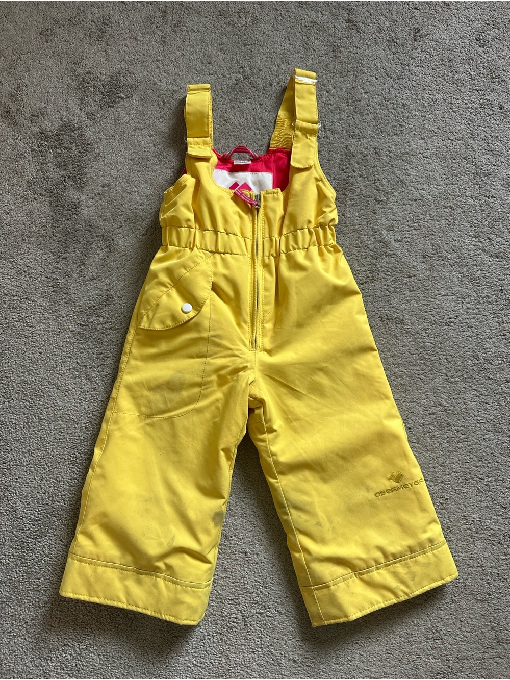 Obermeyer Toddler Snow Bibs Snowverall 2T Yellow/Pink Insulated Snow Suit